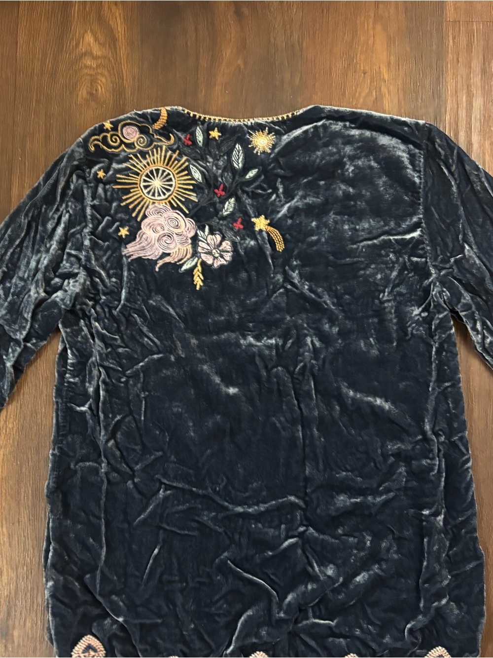 Johnny Was Silk Velvet Embroidered top